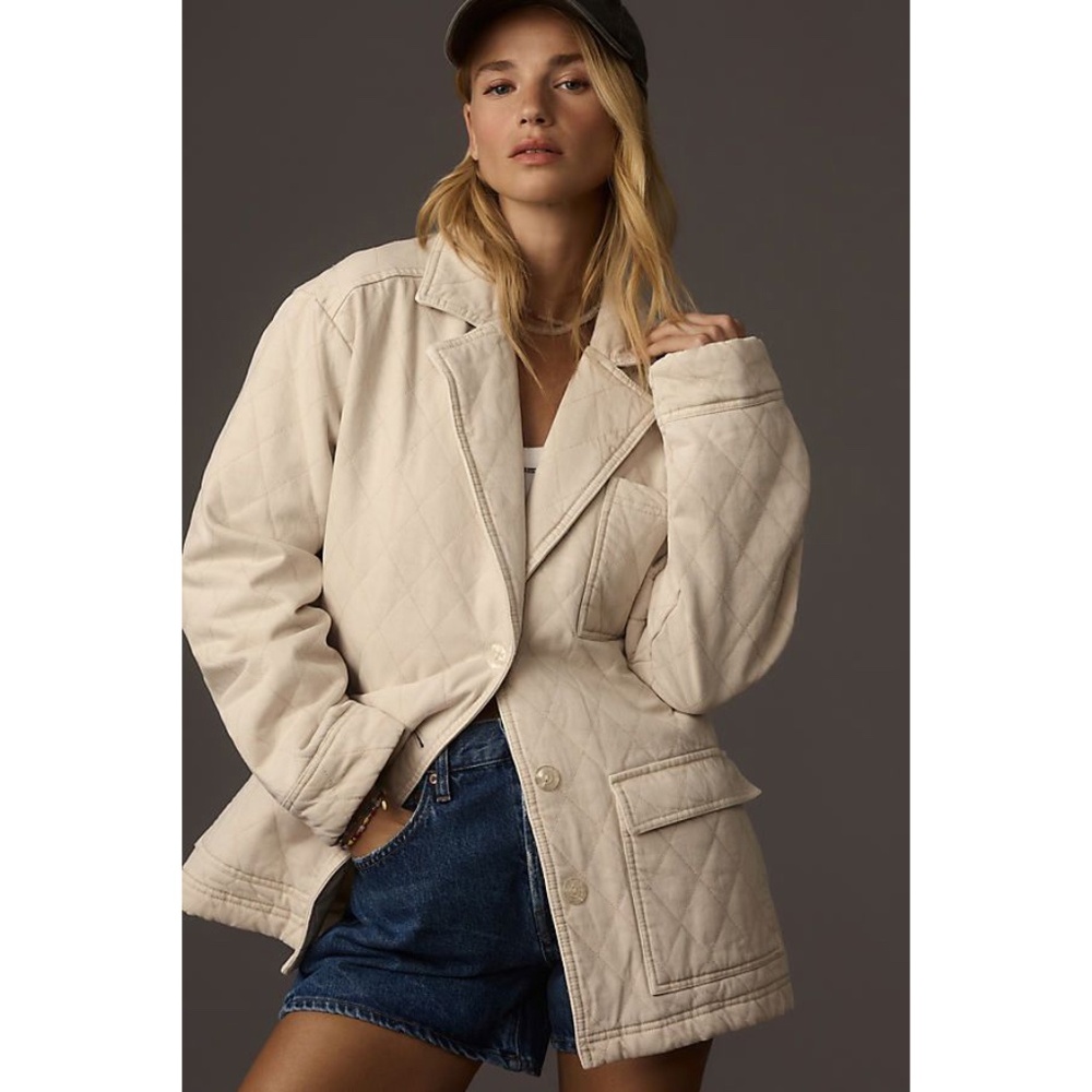 NWT Young Fabulous & Broke Walker Oversized Quilted Shacket in Cream